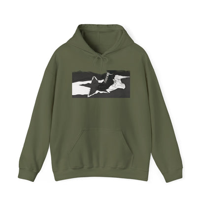 Hoodie skinhead on the Yugoslav flag